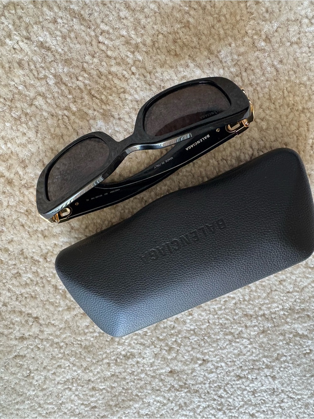 Balenciaga Slim Rectangular Black Sunglasses